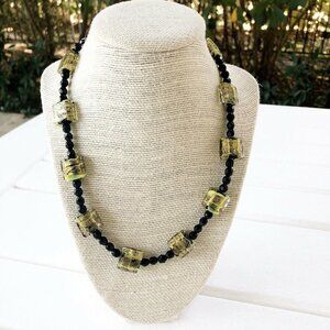 NWT Genuine Murano Glass & Black Onyx Beaded Necklace